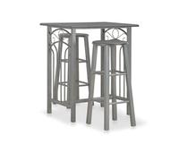 Ensemble De Bar 3 Pcs Bois Et Acier Anthracite