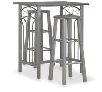 Ensemble De Bar 3 Pcs Bois Et Acier Anthracite Gris