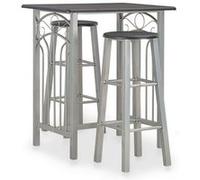 Ensemble De Bar 3 Pcs Bois Et Acier Noir Multicolore