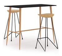 Ensemble de Bar 3 pcs Noir Meubles de Pub Mobilier de Bistrot Comptoir vidaXL