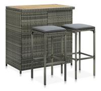 vidaXL Ensemble de bar Résine tressée 3 pcs Gris