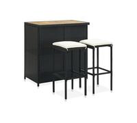 vidaXL Ensemble de bar 3 pcs Résine tressée Noir