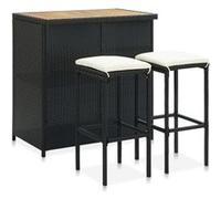 Ensemble de bar 3 pcs Résine tressée Noir Noir G