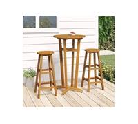 vidaXL Ensemble de Bar 3 pcs, Table et Chaises de Bistrot, Meubles d'Extérieur Jardin Terrasse Patio Arrière-Cour, Bois 319699 Marron G