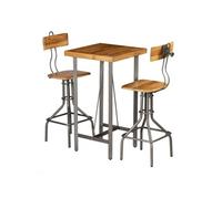 Ensemble de bar 3 pcs Teck recyclé massif