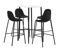 Ensemble de Bar 5 pcs Mobilier de Bistrot Meubles de Comptoir Table et Chaises de Pub Restaurant Cuisine Jardin Maison Tissu Noir