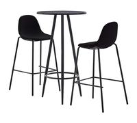 vidaXL Ensemble de Bar 3 pcs Table et Chaises de Pub Mobilier de Comptoir Meubles de Bistrot Jardin Cuisine Restaurant Maison Tissu Noir Noir G