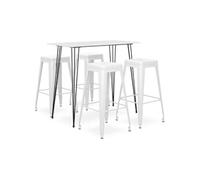 Ensemble de Bar 5 pcs Mobilier de Bistrot Meubles de Pub Table et Chaises de Bar Ensemble de Comptoir Restaurant Maison Intérieur Blanc