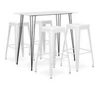 Ensemble de Bar 5 pcs Mobilier de Bistrot Meubles de Pub Table et Chaises de Bar Ensemble de Comptoir Restaurant Maison Intérieur Blanc
