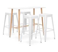 Vidaxl Ensemble De Bar 5 Pcs Blanc Blanc