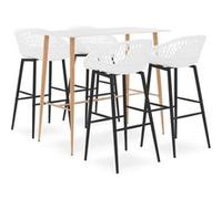 Vidaxl Ensemble De Bar 5 Pcs Blanc Blanc