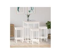 Ensemble de bar 5 pcs Blanc Bois de pin massif