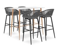 Ensemble De Bar 5 Pcs Blanc Et Gris - Vidaxl Blanc