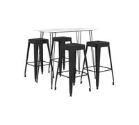 Ensemble de Bar 5 pcs Meubles de Pub Mobilier de Bistro Ensemble de Comptoir Table et Chaises de Bar Restaurant Maison Intérieur Blanc et Noir