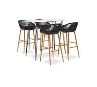 Vidaxl Ensemble De Bar 5 Pcs Blanc Et Noir Blanc
