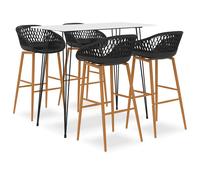 vidaXL Ensemble de bar 5 pièces – Blanc et noir