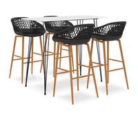 Ensemble de Bar 5 pcs Blanc et Noir Mobilier de Pub Comptoir Bistrot vidaXL