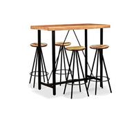 Ensemble de Bar 5 pcs Bois d'Acacia Massif et Recyclé Tabourets Table