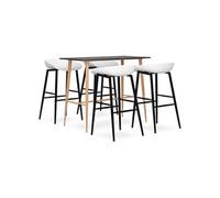 Ensemble de Bar 5 pcs Meubles de Pub Table et Chaises de Bistrot Ensemble de Comptoir Mobilier de Bar Maison Restaurant Intérieur Noir et Blanc