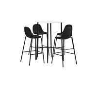 Ensemble de Bar 5 pcs Mobilier de Bistrot Meubles de Comptoir Table et Chaises de Pub Restaurant Cuisine Jardin Maison Tissu Noir