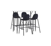 Ensemble de Bar 5 pcs Mobilier de Bistrot Table et Chaises de Pub Meubles de Comptoir Jardin Restaurant Cuisine Maison Tissu Noir