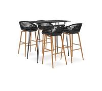 Ensemble de Bar 5 pcs Blanc et Noir Mobilier de Pub Comptoir Bistrot vidaXL