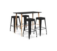 Ensemble de Bar 5 pcs Meubles de Pub Table et Chaises de Bistrot Ensemble de Comptoir Mobilier de Bar Intérieur Maison Restaurant Noir