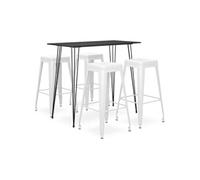 Vidaxl Ensemble De Bar 5 Pcs Noir Et Blanc Blanc