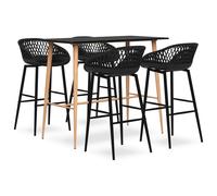 Ensemble de Bar 5 pcs Noir Meubles Mobilier de Pub Comptoir Bistrot vidaXL