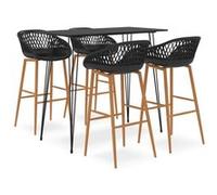 Ensemble de Bar 5 pcs Blanc et Noir Mobilier de Pub Comptoir Bistrot vidaXL