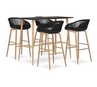Ensemble de Bar 5 pcs Meubles de Pub Table et Chaises de Bistrot Ensemble de Comptoir Mobilier de Bar Restaurant Maison Intérieur Noir