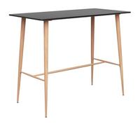 Ensemble de Bar 5 Pcs Noir Table de Comptoir Tabourets de Pub | Dessus MDF durable, pieds métal aspect bois, siège ergonomique, dossier bas, PP robuste, 110 kg