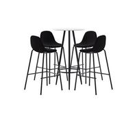 Ensemble de Bar 5 pcs Table et Chaises de Pub Meubles de Bistrot Mobilier de Comptoir Jardin Cuisine Restaurant Maison Tissu Noir