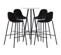 Ensemble de Bar 5 pcs Tissu Noir Mobilier Comptoir Pub Bistrot Maison vidaXL