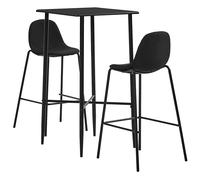 Vidaxl Ensemble De Bar 3 Pcs Tissu Noir