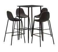 Ensemble de Bar 5 pcs Tissu Gris Foncé Mobilier Jardin Comptoir Bistrot vidaXL