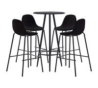 Ensemble de Bar 5 pcs Tissu Noir Mobilier Pub Comptoir Bistrot Maison vidaXL