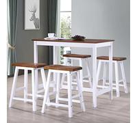 Ensemble de Bar 5 pièces avec 1 Table MDF et 4 tabourets en Bois Massif, Design raffiné pour Maison ou Restaurant
