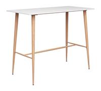 Ensemble De Bar 5 Pieces Blanc | Table MDF Durable, Pieds Metal Aspect Bois, Tabourets PP Siege Ergonomic, Dossier Bas Maille, 110 Kg Par Siege