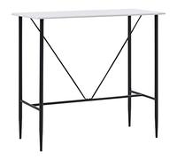 Ensemble de bar 5 pièces en tissu noir avec plateau de table en MDF et structure en acier revêtu par pulvérisation, 120 x 60 x 110 cm, 4 chaises de bar avec siège ergonomique, peu encombrant pour une