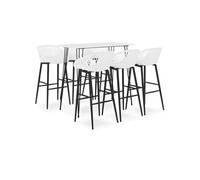 Ensemble de Bar 7 pcs Mobilier de Bistrot Meubles de Pub Table et Chaises de Bar Ensemble de Comptoir Restaurant Intérieur Maison Blanc
