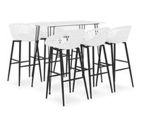Ensemble de Bar 7 pcs Mobilier de Bistrot Meubles de Pub Table et Chaises de Bar Ensemble de Comptoir Restaurant Intérieur Maison Blanc