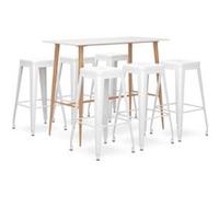 Vidaxl Ensemble De Bar 7 Pcs Blanc Blanc
