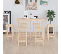 Ensemble de Bar 7 pcs Bois de Pin Table de Pub Bistro Salle à Manger vidaXL