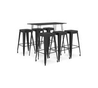 vidaXL Ensemble de bar 7 pcs Noir