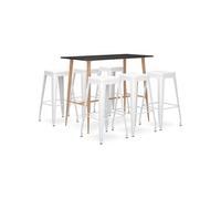 Ensemble de Bar 7 pcs Noir Table et Chaises de Pub Comptoir Bistrot vidaXL