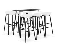 Ensemble de Bar 7 pcs Noir et Blanc Mobilier de Bistro Pub Comptoir vidaXL