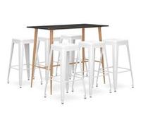 Vidaxl Ensemble De Bar 7 Pcs Noir Et Blanc Multicolore