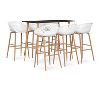 Ensemble de Bar 7 pcs Noir et Blanc Table et Chaises Comptoir Bistro vidaXL