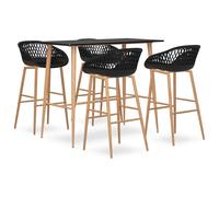 Ensemble de Bar 7 pcs Noir et Blanc Table et Chaises Comptoir Bistro vidaXL